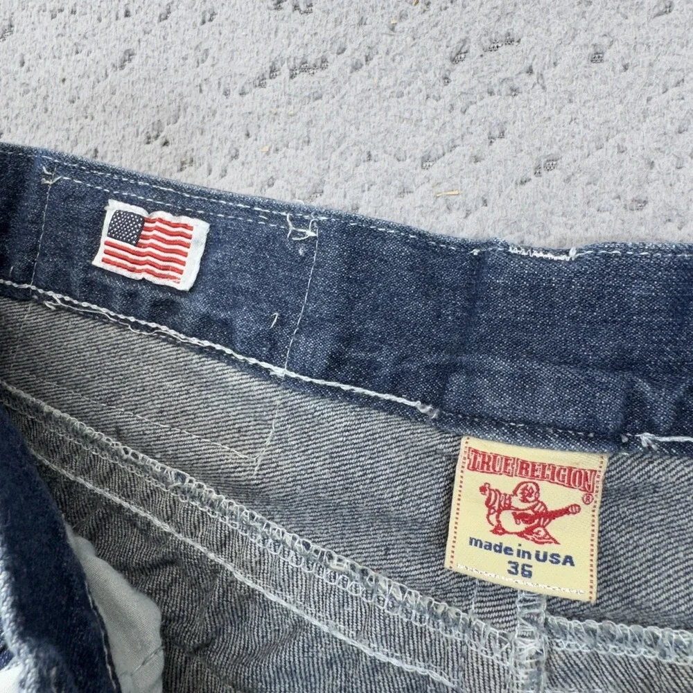 True Religion Jeans Men 34 Blue Medium Wash Billy Super T Relaxed Bootcut Logo